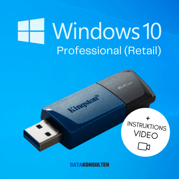 Windows 10 Professional 64GB (installationsmedia) + Retail Licens